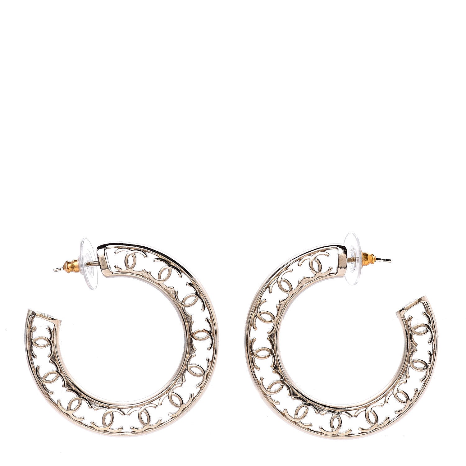 Chanel CC Hoop Earrings Gold 1 of 6