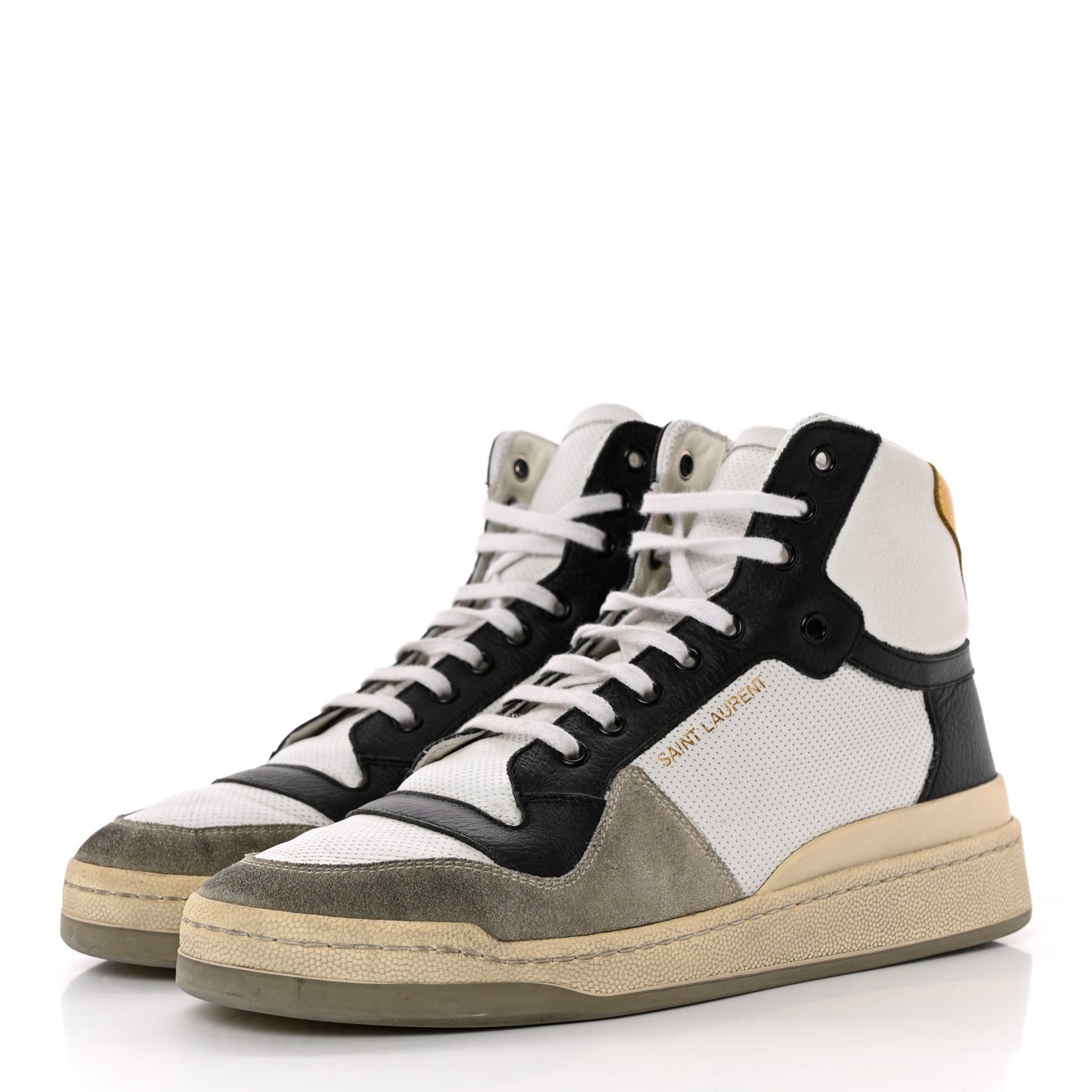 Calfskin Perforated High Top Sneakers 41 Multicolor