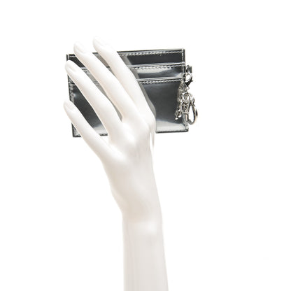 Christian Dior Metallic Patent Calfskin Lady Dior Card Holder Silver 2 of 6