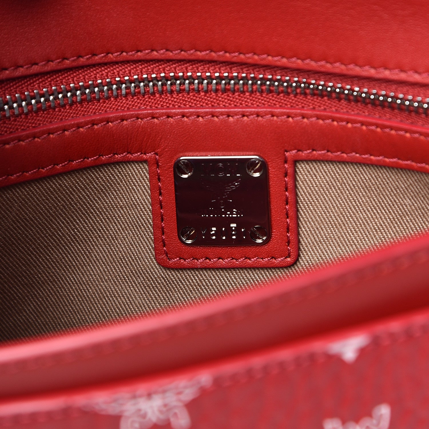 MCM Visetos Monogram Medium Millie Crossbody Bag Ruby Red 6 of 10