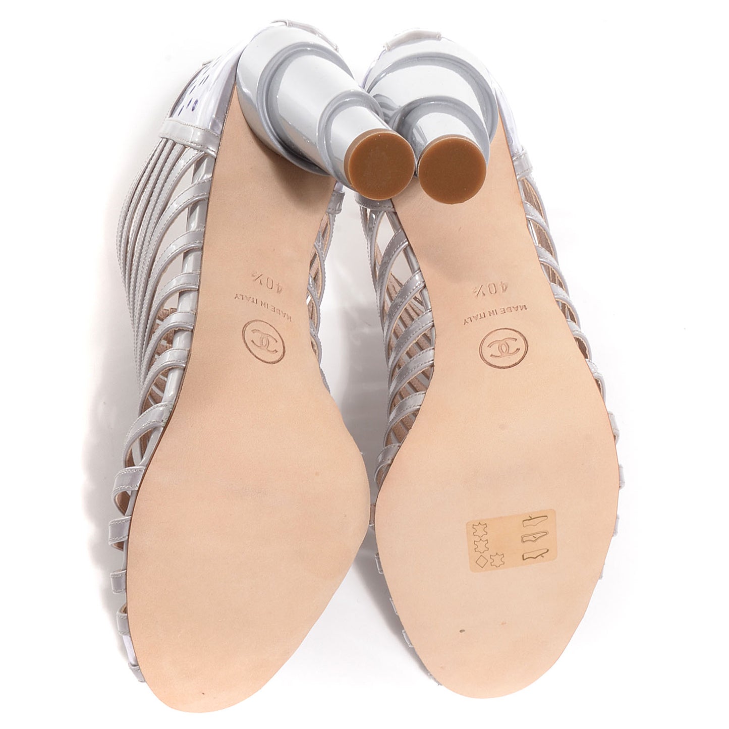 Patent Cage Peep Toe Heels 40.5 Gris