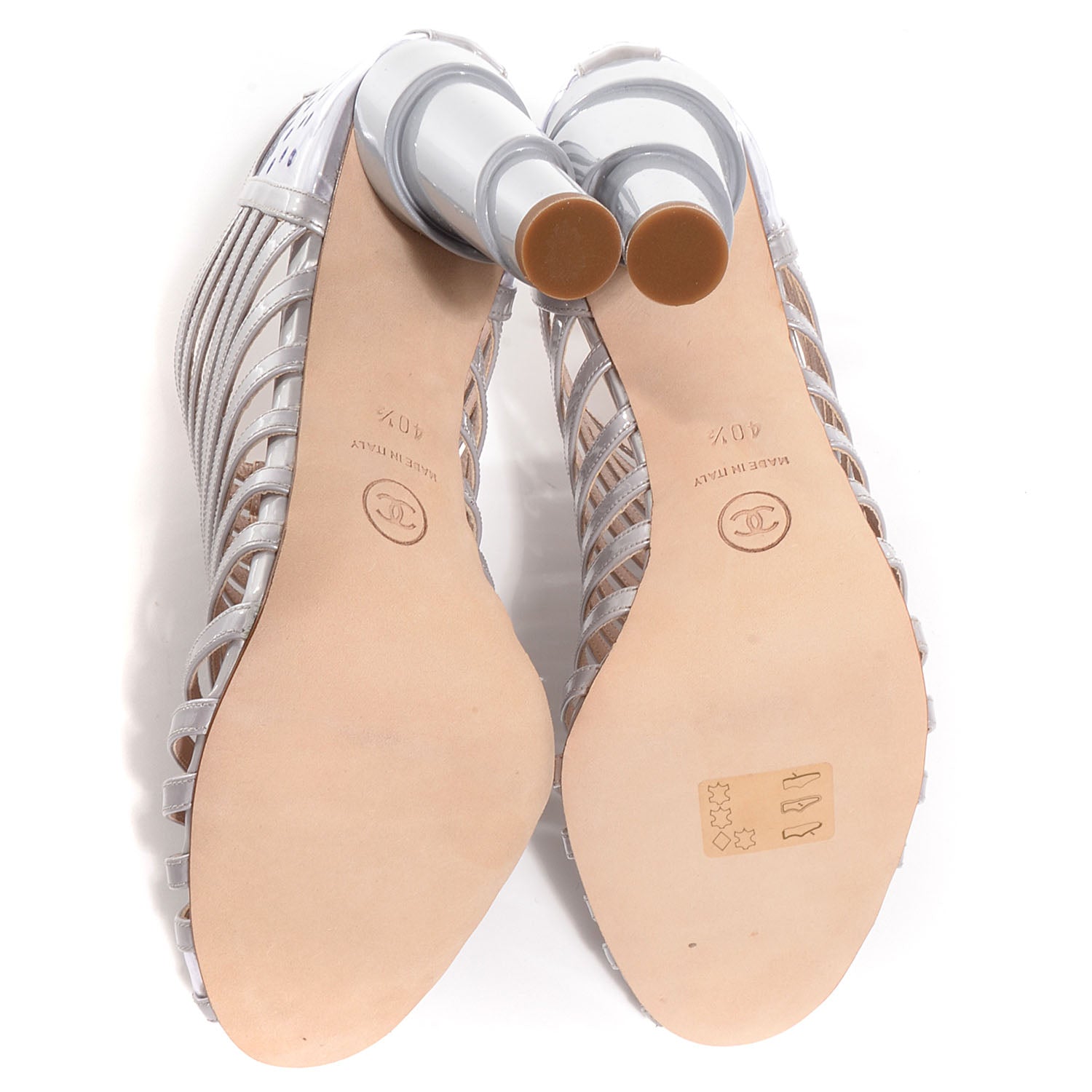 Chanel Patent Cage Peep Toe Heels 40.5 Gris 5 of 7