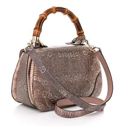 Gucci Lizard Medium New Bamboo Top Handle Bag Pink 3 of 11