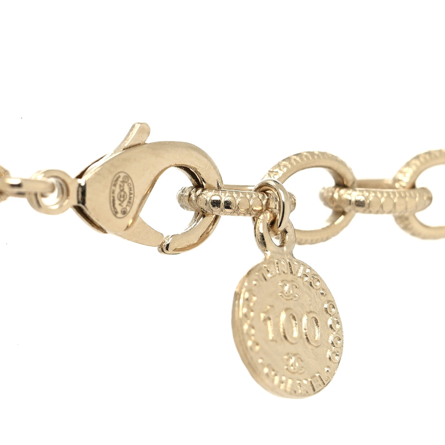 Pearl CC 100th Anniversary Necklace Light Gold