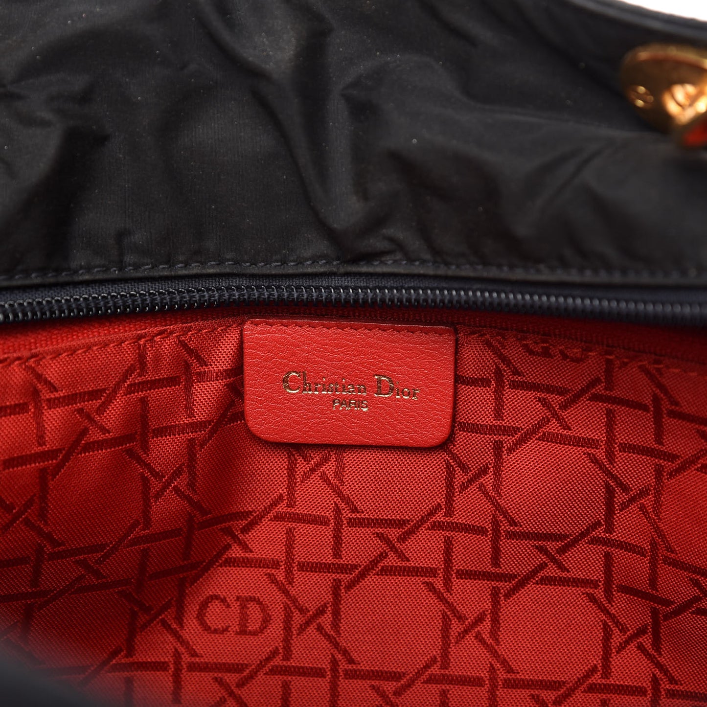 Nylon Cannage Large Lady Dior Tote Black