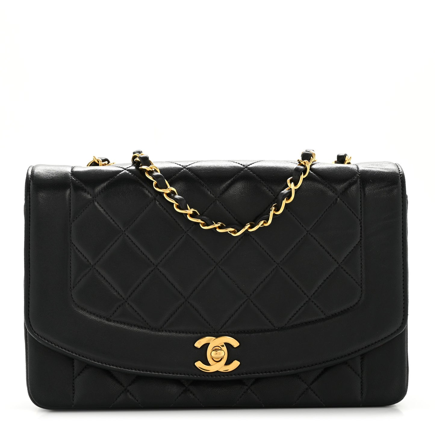Lambskin Quilted Medium Single Flap Black