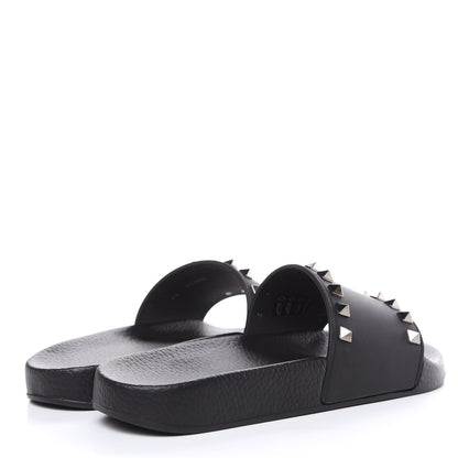 Valentino Garavani Rubber Rockstud Slide Sandals 37 Black 4 of 8