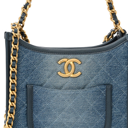 Chanel Washed Denim Quilted Small Hobo Blue 8 of 11