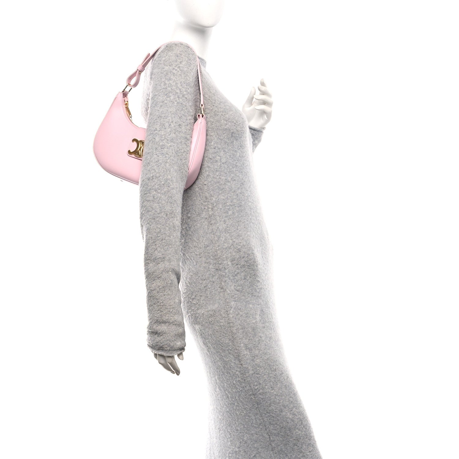Celine Smooth Calfskin Medium Strap Ava Triomphe Shoulder Pastel Pink 2 of 12