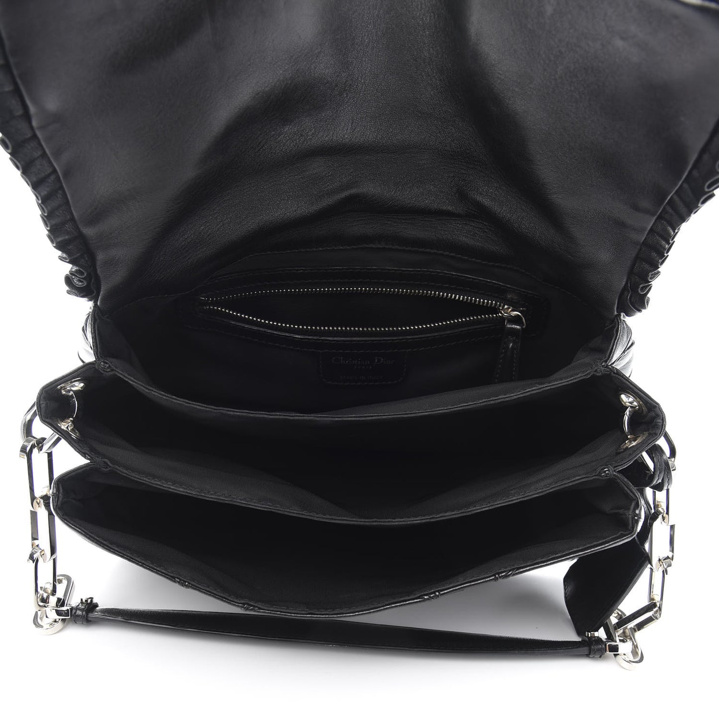 Lambskin Cannage Ruffle New Lock Flap Black