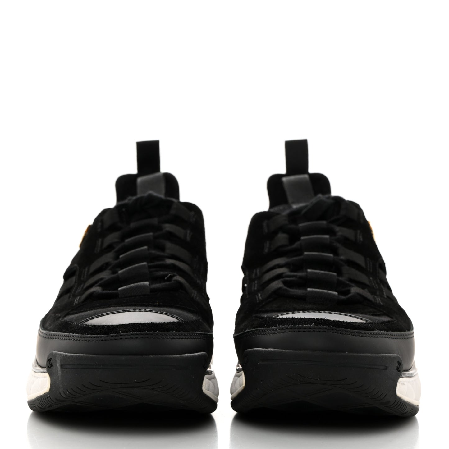 Velvet Calfskin Mixed Fibers CC Sneakers 37.5 Black
