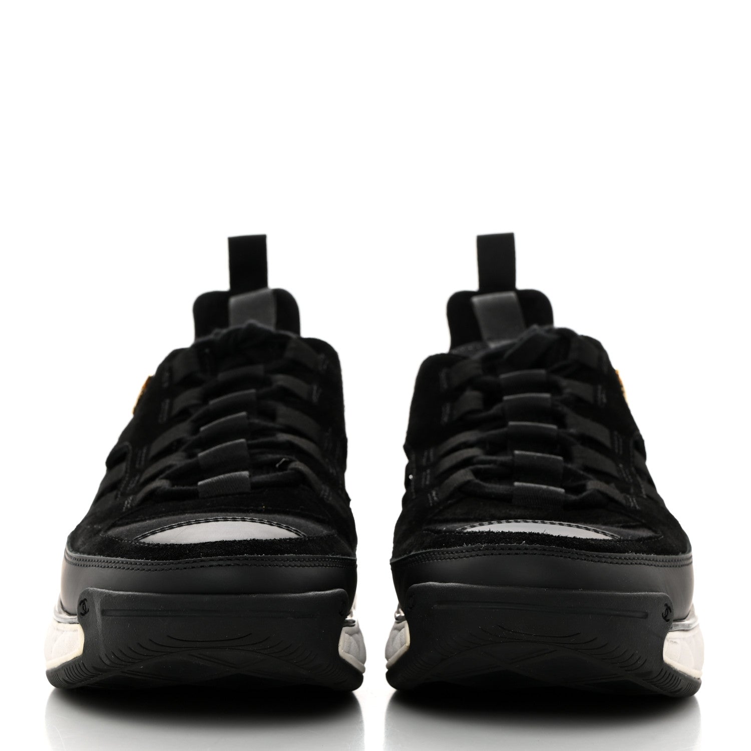 Chanel Velvet Calfskin Mixed Fibers CC Sneakers 37.5 Black 2 of 8