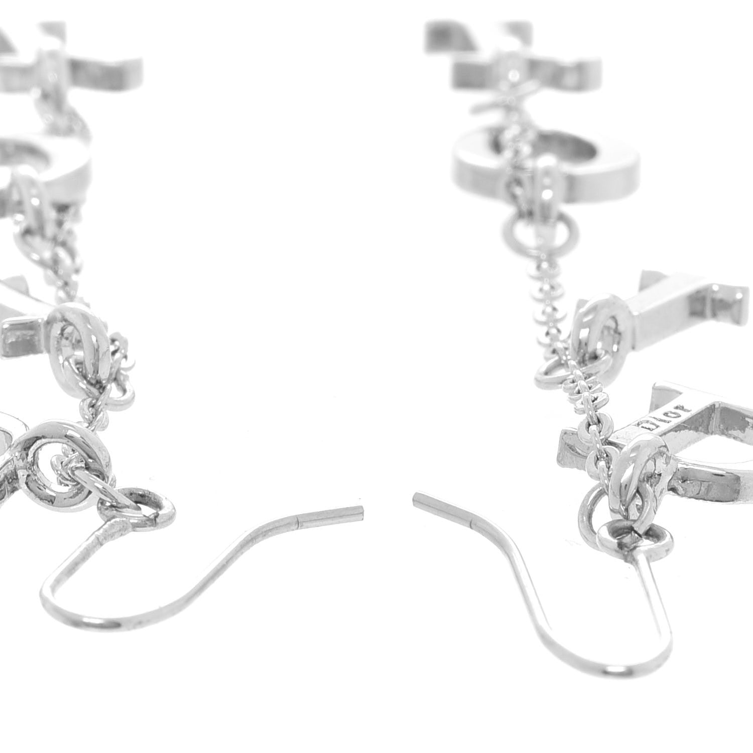 Christian Dior Crystal Logo Drop Earrings Silver 3 of 3