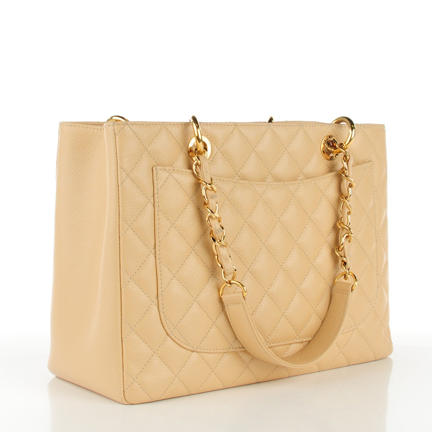 Caviar Quilted Grand Shopping Tote GST Beige Clair