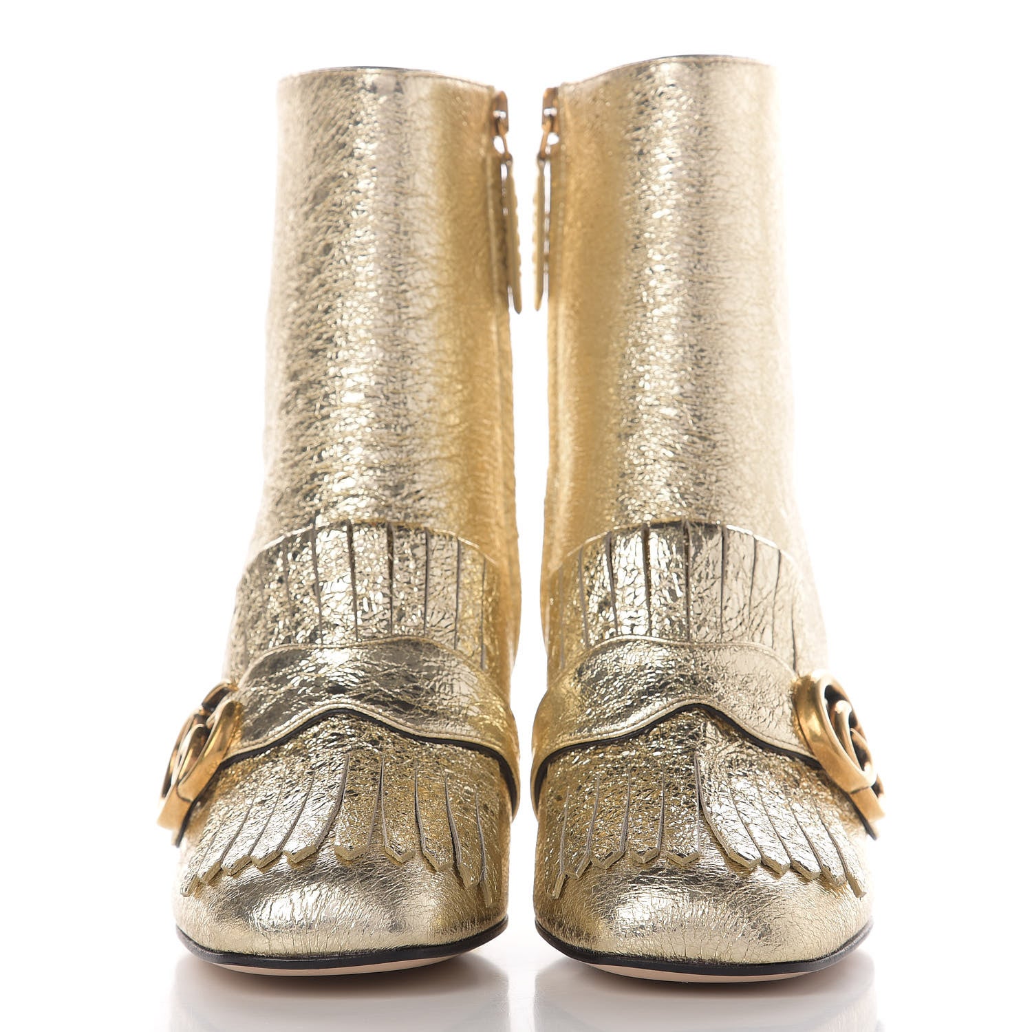 Gucci Galassia GG Marmont Fringe 75mm Ankle Boots 35 Platino 2 of 13