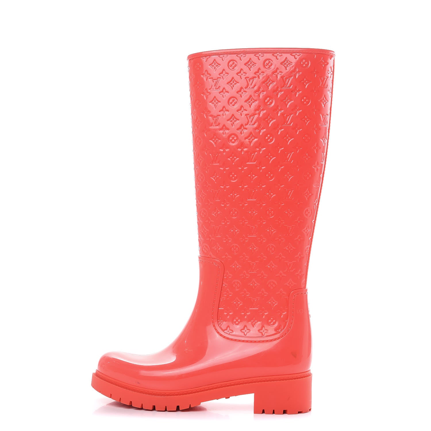 Louis Vuitton Rubber Embossed Monogram Splash Rain Boots 36 Coral 1 of 12