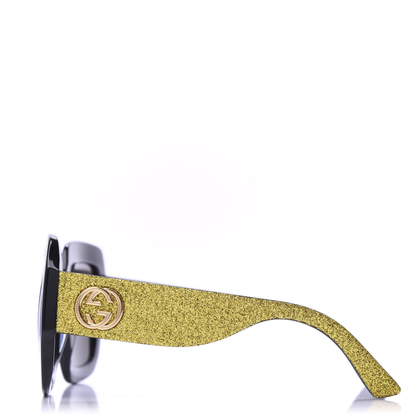 Square Frame GG0102S Sunglasses Glitter Gold