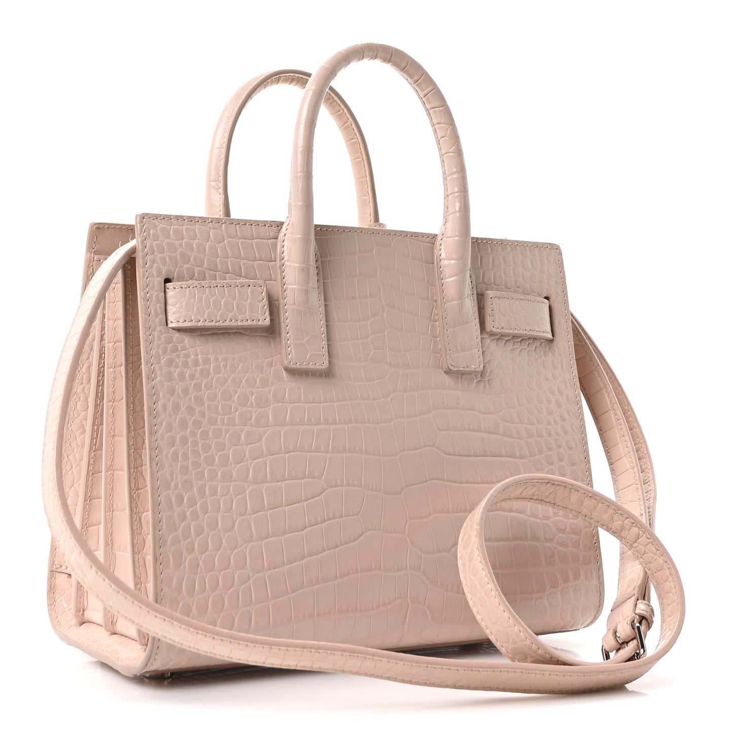 Calfskin Crocodile Embossed Nano Sac De Jour Marble Pink