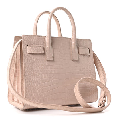 Saint Laurent Calfskin Crocodile Embossed Nano Sac De Jour Marble Pink 3 of 10