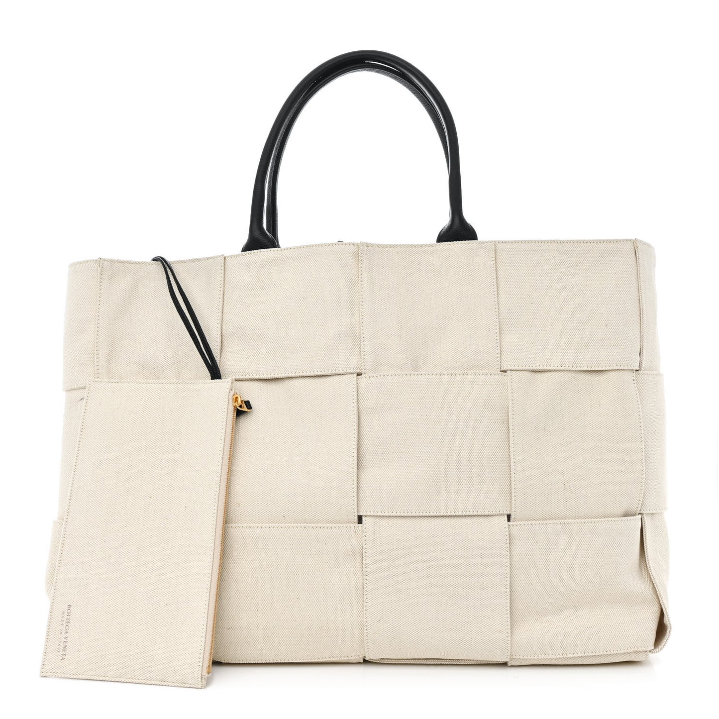 Canvas Intrecciato Large Arco Tote Beige Black