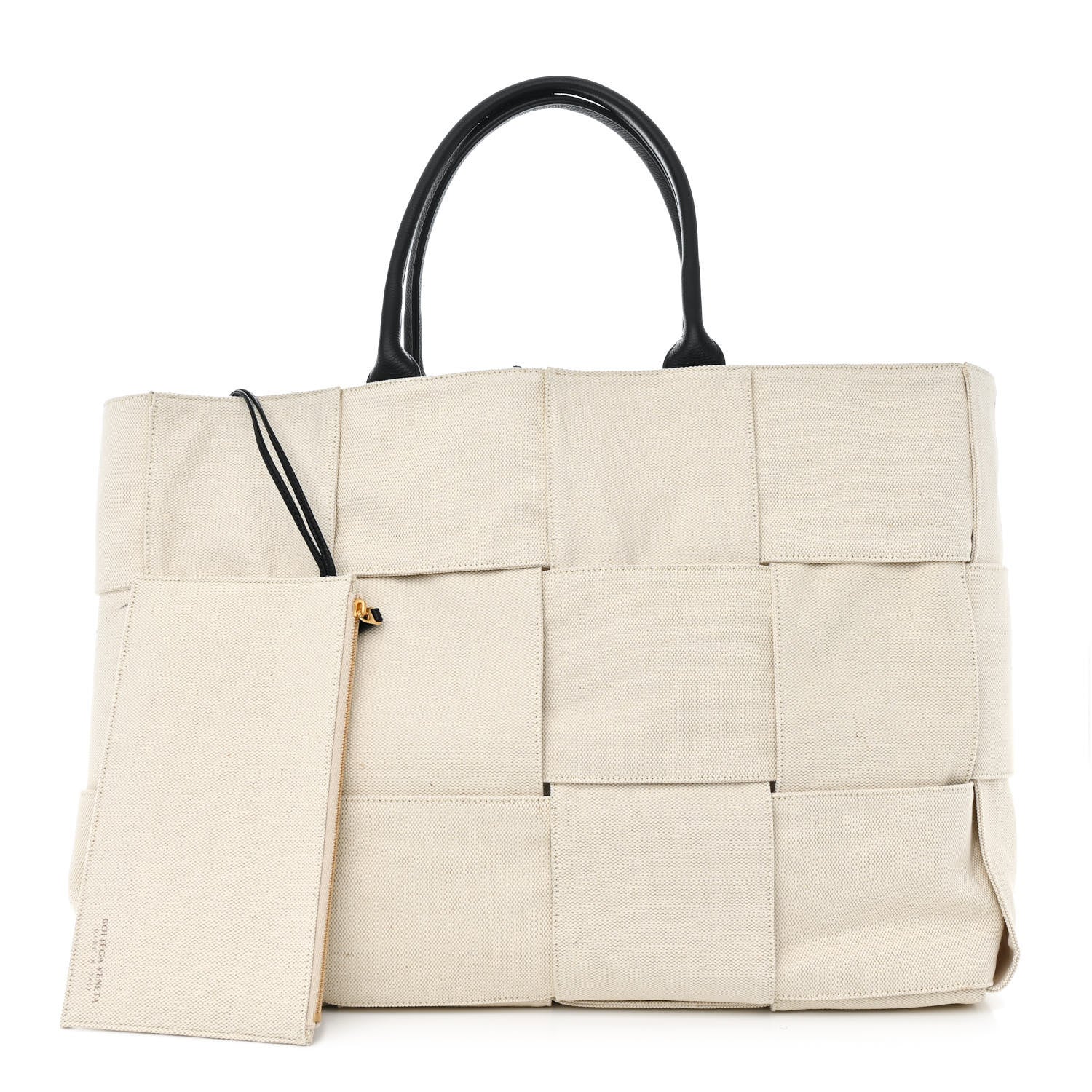 Bottega Veneta Canvas Intrecciato Large Arco Tote Beige Black 3 of 12