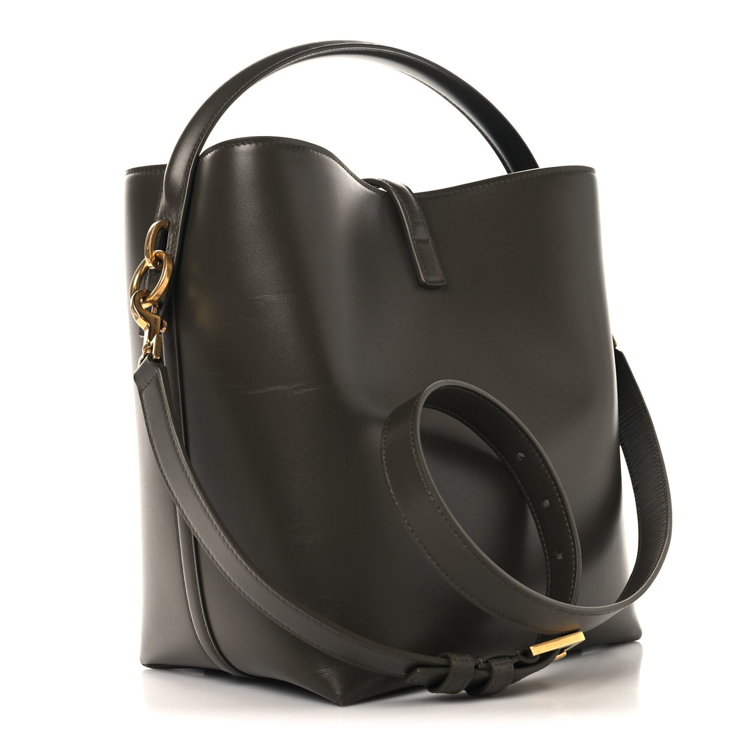 Shiny Calfskin Le 37 Bucket Bag Deep Musk