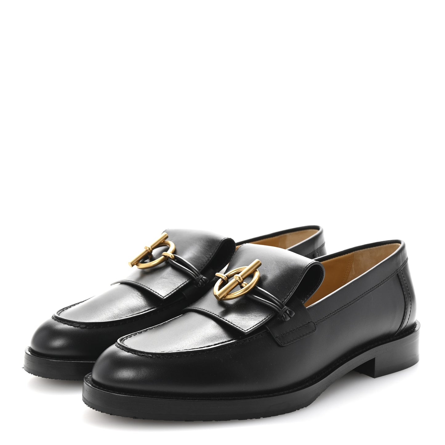 Calfskin Womens Impact Loafers 37.5 Black