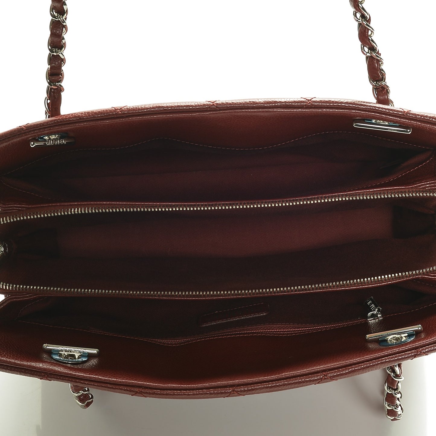 Caviar Quilted Timeless CC Soft Tote Dark Red