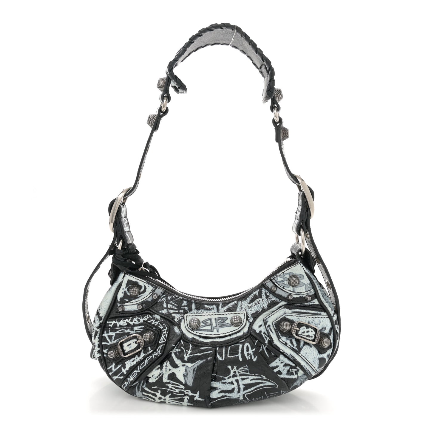 Agneau Arena Graffiti Le Cagole Shoulder Bag XS Black