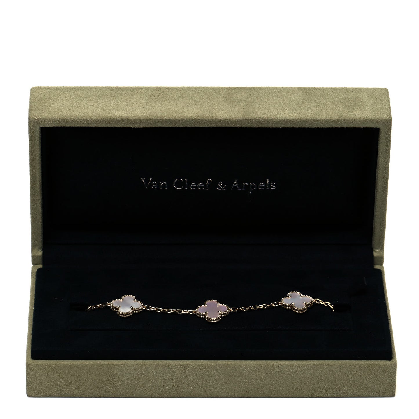 18K Yellow Gold Mother of Pearl 5 Motifs Vintage Alhambra Bracelet