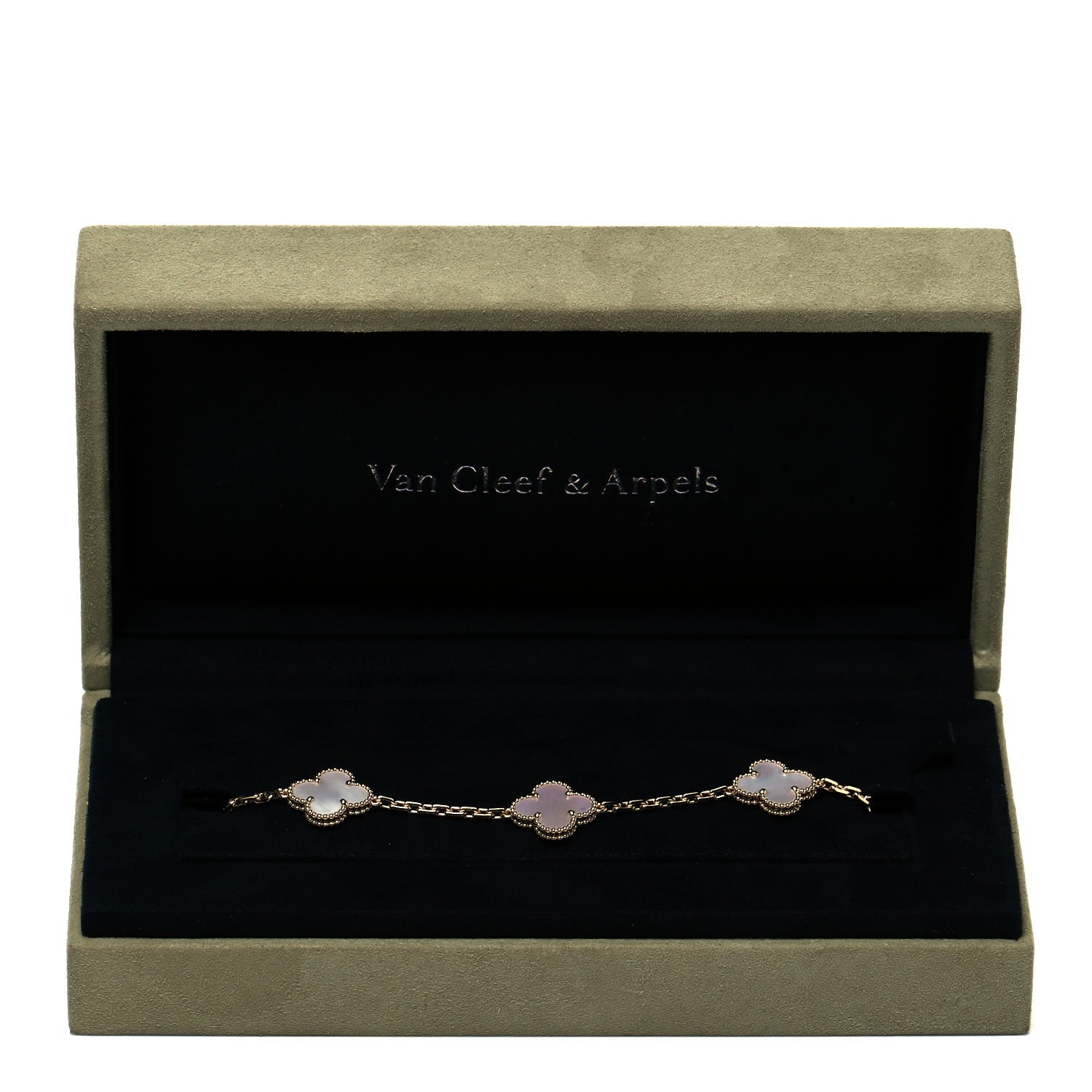 Van Cleef & Arpels 18K Yellow Gold Mother of Pearl 5 Motifs Vintage Alhambra Bracelet 6 of 6