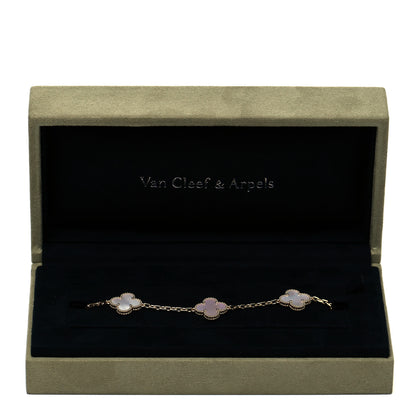 Van Cleef & Arpels 18K Yellow Gold Mother of Pearl 5 Motifs Vintage Alhambra Bracelet 6 of 6