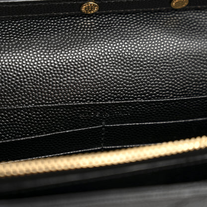 Saint Laurent Grain De Poudre Matelasse Chevron Monogram Chain Wallet Black 7 of 14