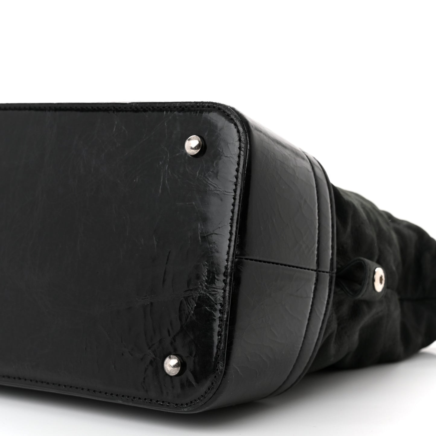 Iridescent Calfskin Quilted VIP Bowling Bag Black