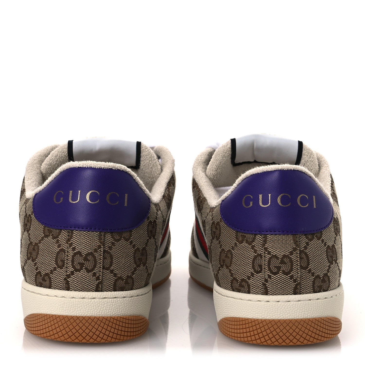Gucci Calfskin Lame GG Monogram Web Mens Screener Sneakers 10 6 of 10