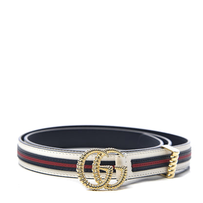 Gucci Calfskin Torchon Double G 20mm Belt 90 36 Off White Blue Red 1 of 3
