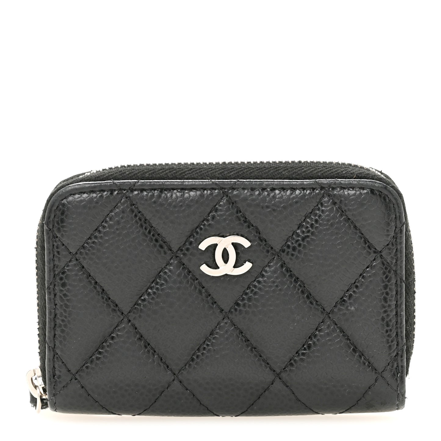 Caviar Quilted Zip Coin Purse Black
