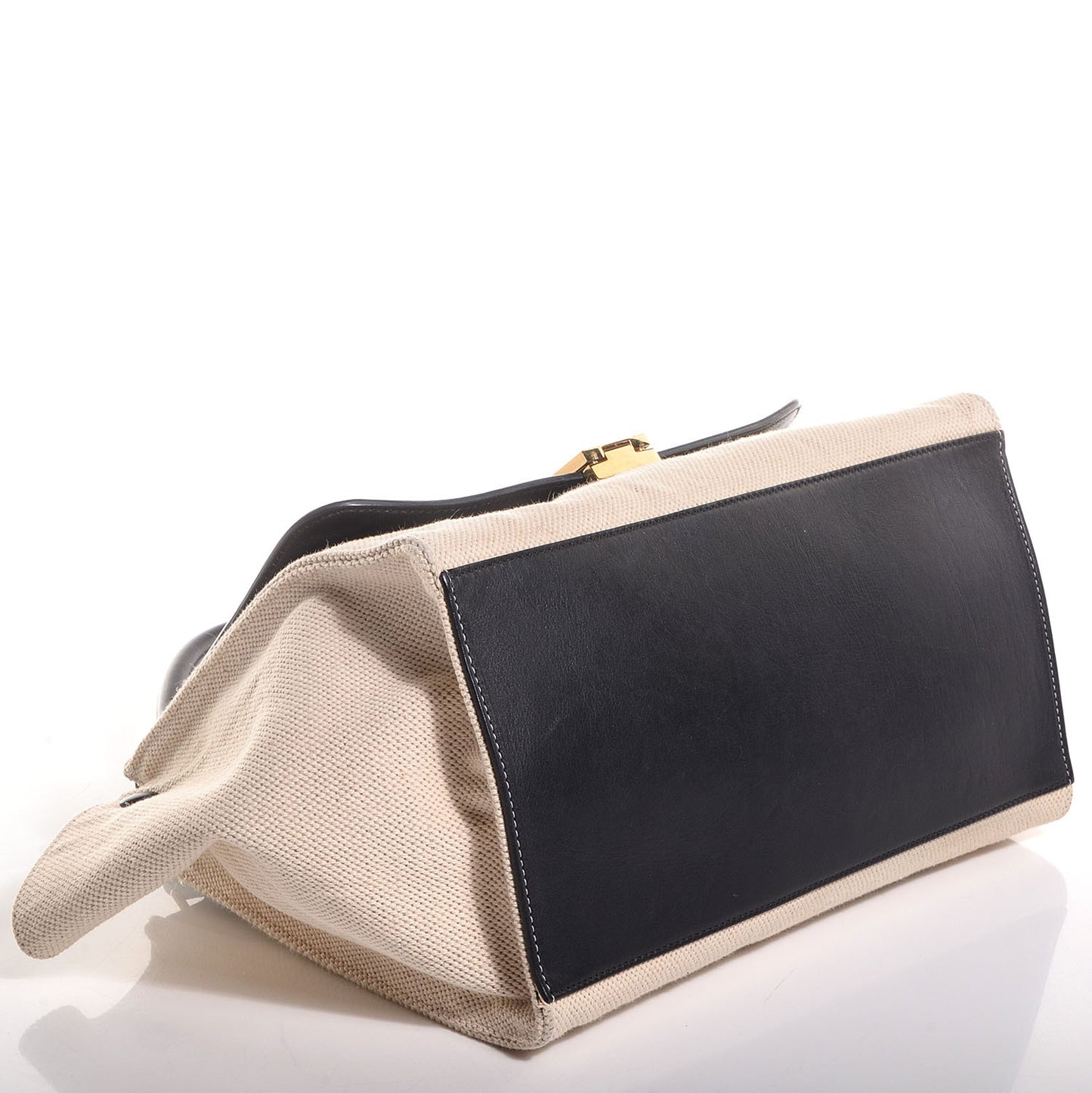 Smooth Calfskin Canvas Medium Trapeze Cream