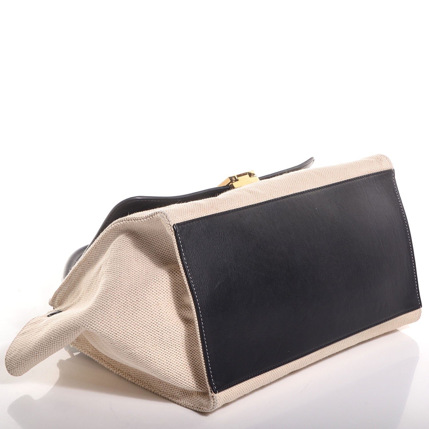 Celine Smooth Calfskin Canvas Medium Trapeze Cream 4 of 8