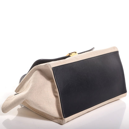 Celine Smooth Calfskin Canvas Medium Trapeze Cream 4 of 8