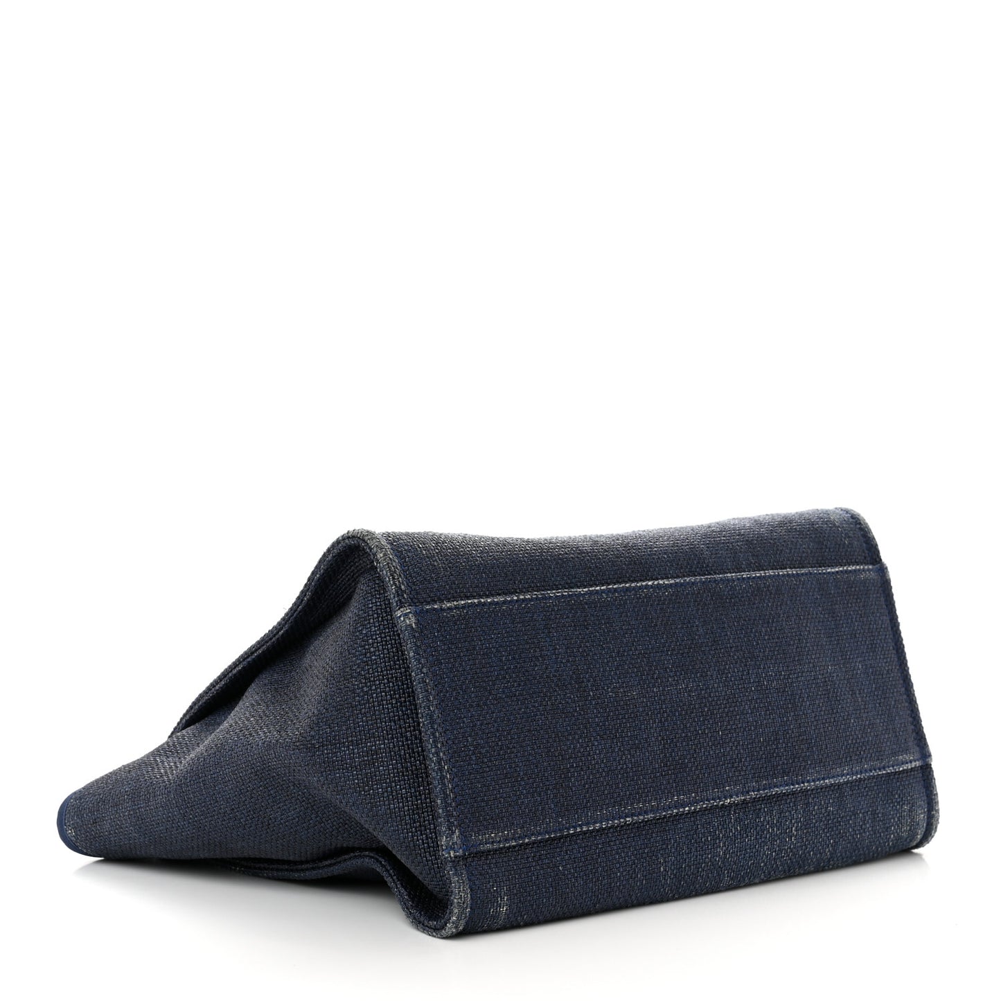 Woven Straw Large Deauville Tote Blue