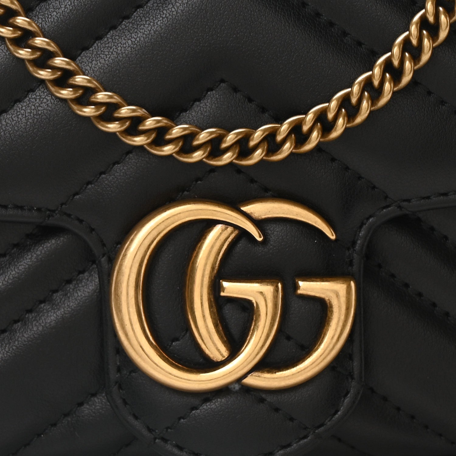 Gucci Calfskin Matelasse Mini GG Marmont Shoulder Bag With Case  Black White 8 of 10