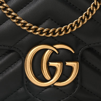 Gucci Calfskin Matelasse Mini GG Marmont Shoulder Bag With Case  Black White 8 of 10