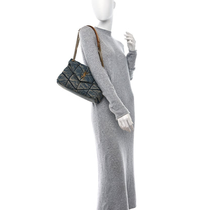 Saint Laurent Denim Quilted Small Loulou Puffer Monogram Chain Satchel Blue Cinnamon 2 of 10