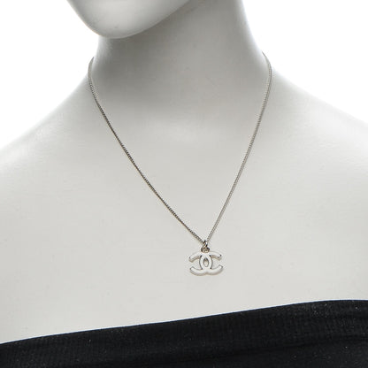 Chanel Enamel CC Necklace White Silver 2 of 6