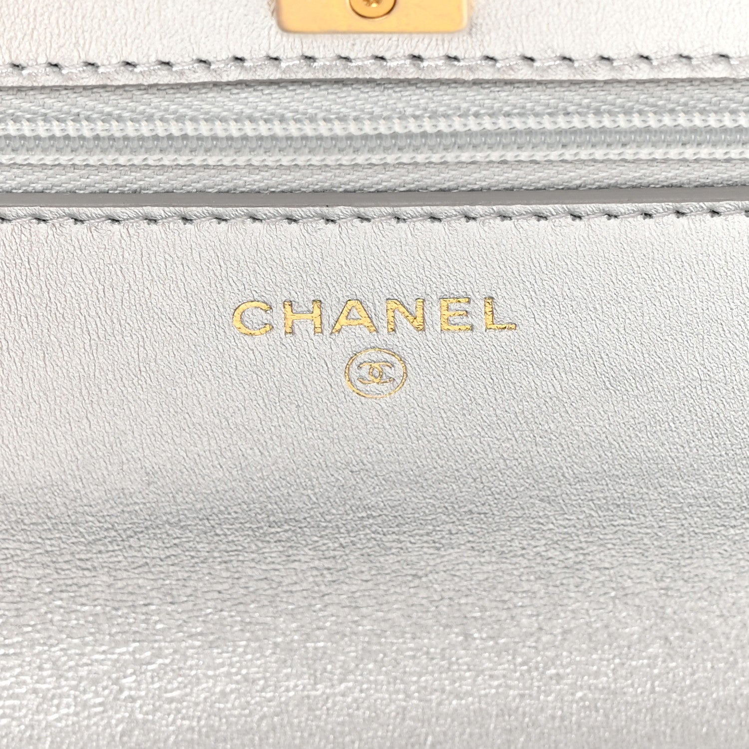 Chanel Metallic Calfskin Quilted Top Handle Wallet on Chain WOC Silver 6 of 14