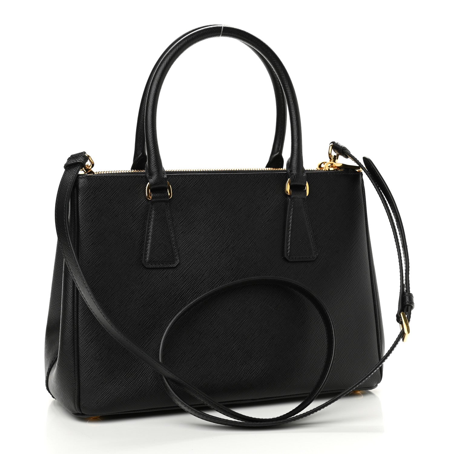 Prada Saffiano Small Galleria Double Zip Tote Black 2 of 10