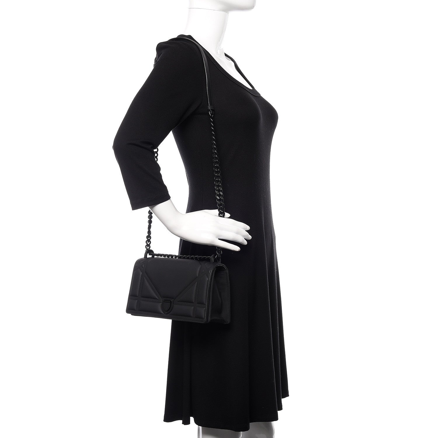 Christian Dior Ultra Matte Calfskin Small Diorama Flap Bag White Black 2 of 12