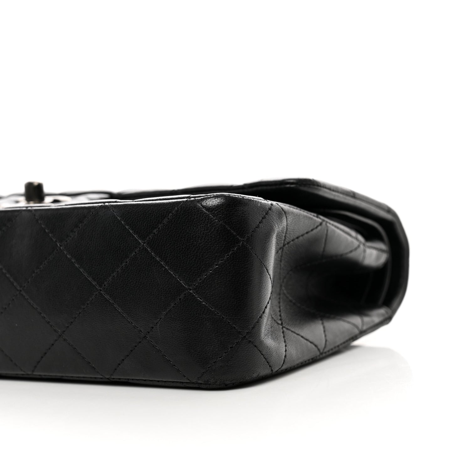 Lambskin Quilted Medium Double Flap Black