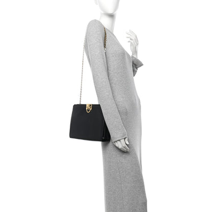Salvatore Ferragamo Brushed Calfskin Gancini Trifolio Chain Bag Black 2 of 10